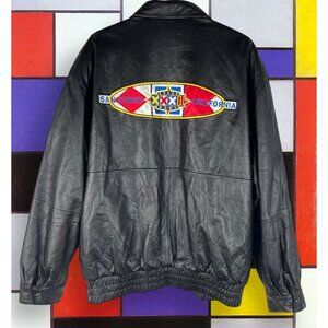 NFL Super Bowl XXXII Packers Vs Broncos Leather Bomber Jacket Large